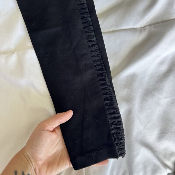 Abbeline Womens Medium Black Leggings Faux Leather Side Panel Office Business - Picture 6 of 7